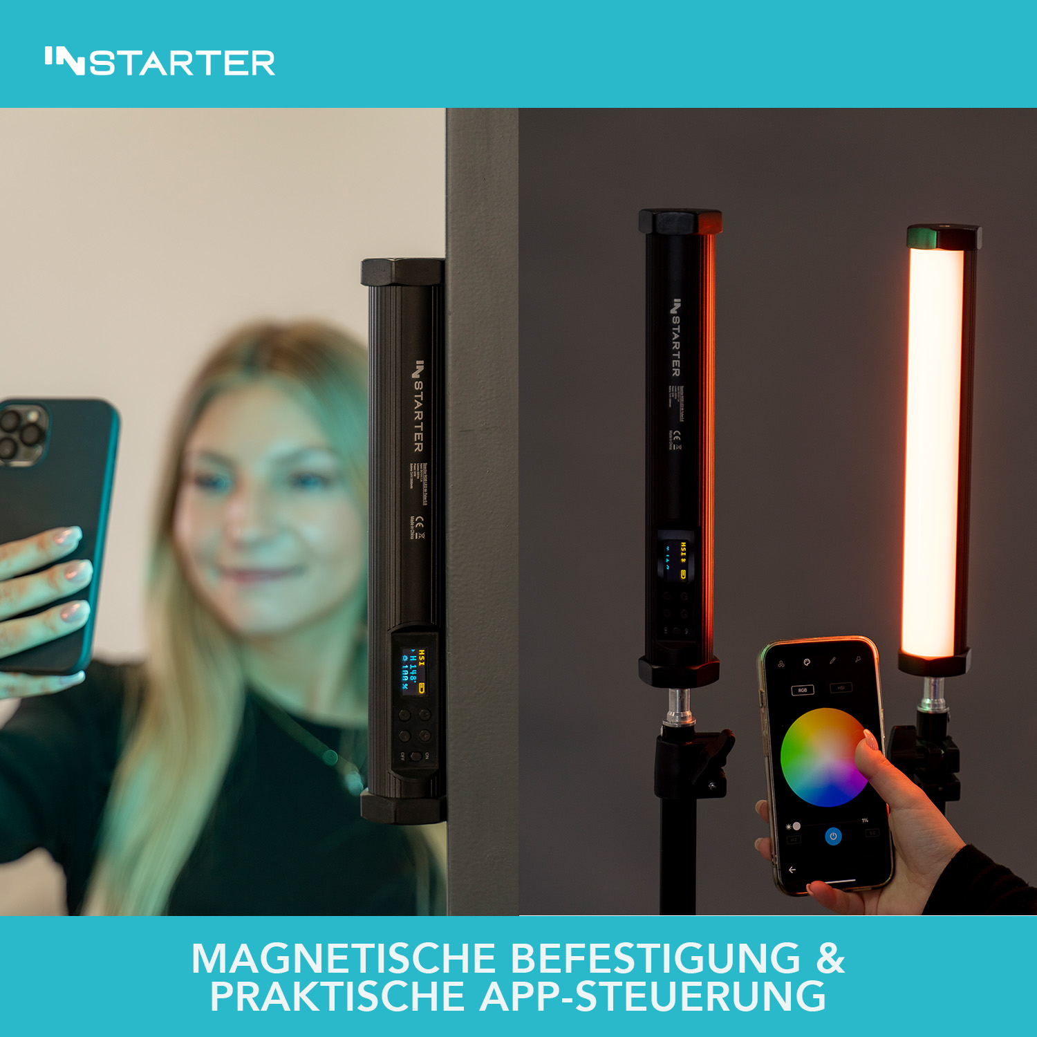 INStarter Spectar RGB LED M-Tube 0.6 Appsteuerung und Magnetische Befestigung